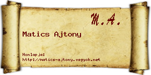 Matics Ajtony névjegykártya